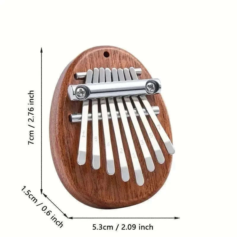 Mini 8-Key Wooden Kalimba Thumb Piano with Pendant Chain-Water droplet