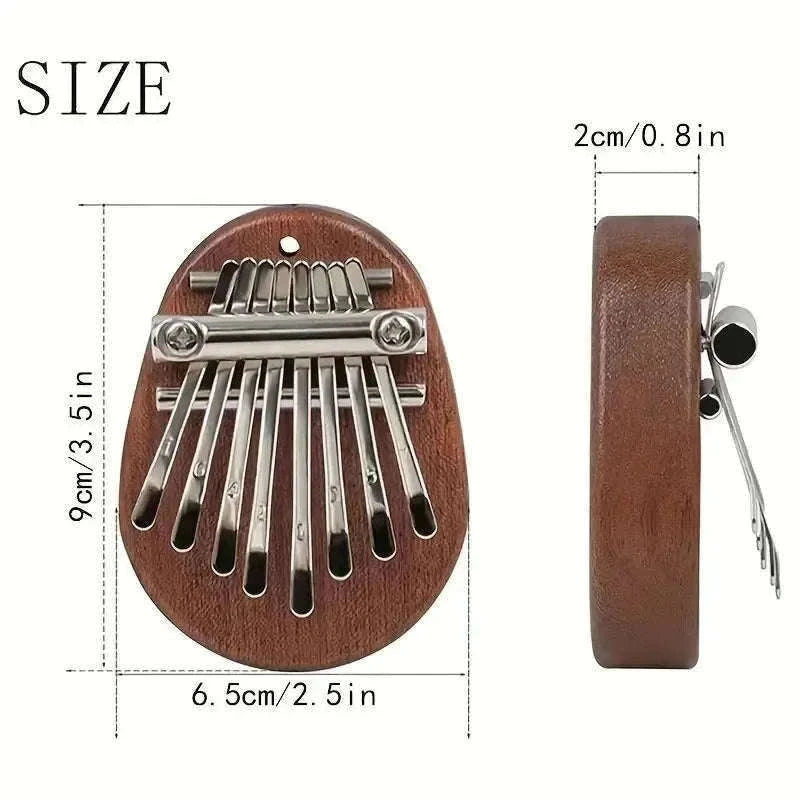 Mini 8-Key Wooden Kalimba Thumb Piano with Pendant Chain-Water droplet