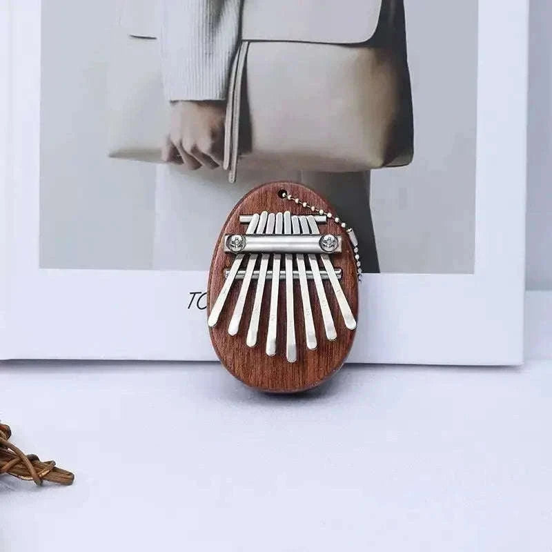 Mini 8-Key Wooden Kalimba Thumb Piano with Pendant Chain-Water droplet