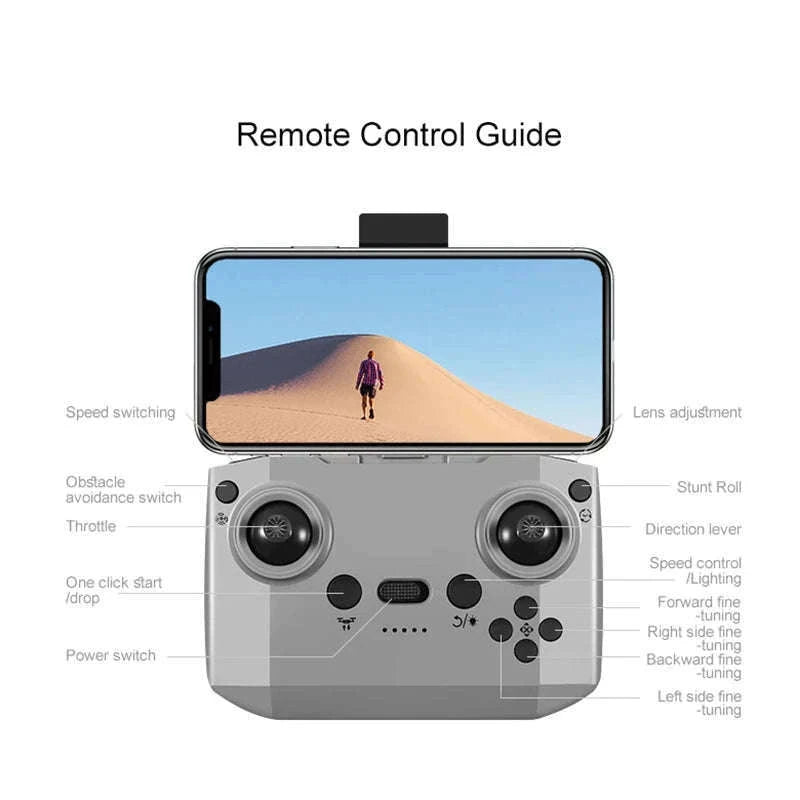 Mini 8K Dual‑Camera Drone with GPS and Obstacle Avoidance-Grey-8K HD-VR