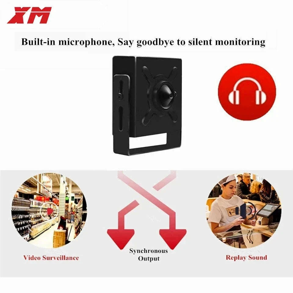 Mini 8MP POE Audio IP Camera with Sony Sensor-8MP DC 12V NO Poe / 3.6mm