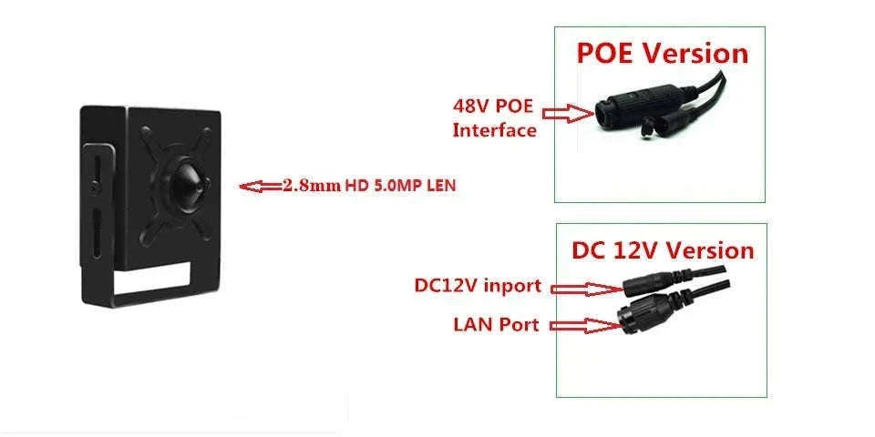 Mini 8MP POE Audio IP Camera with Sony Sensor-8MP DC 12V NO Poe / 3.6mm