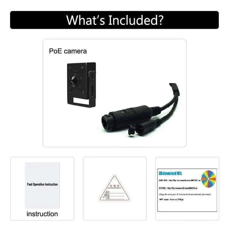 Mini 8MP POE Audio IP Camera with Sony Sensor-8MP DC 12V NO Poe / 3.6mm