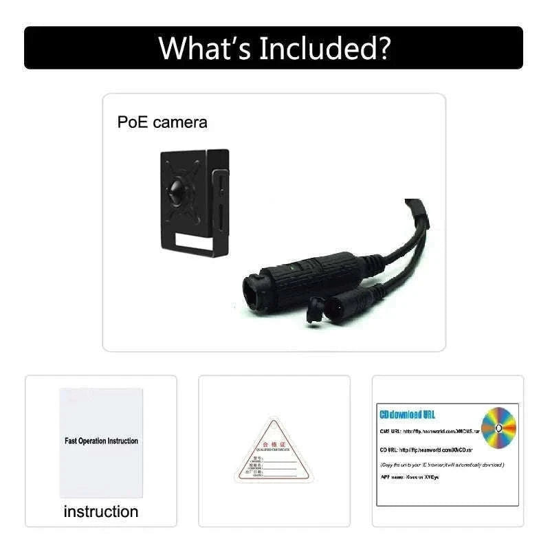Mini 8MP POE Audio IP Camera with Sony Sensor-8MP DC 12V NO Poe / 3.6mm