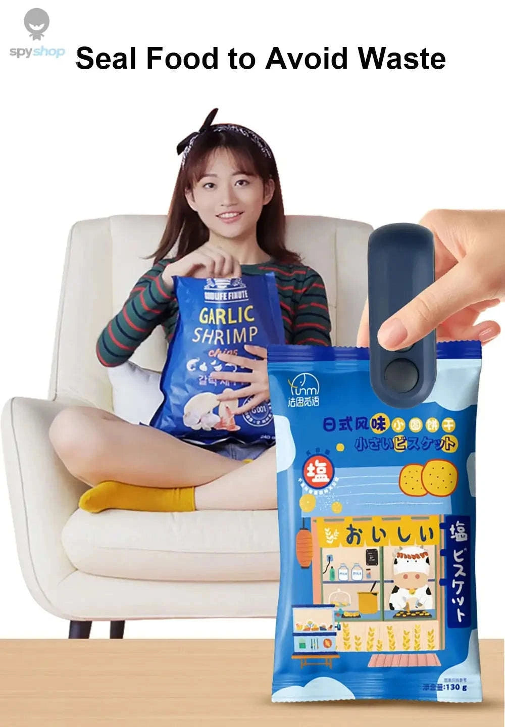 Mini Bag Sealer – Handheld Rechargeable Heat Sealer for Fresh Food Storage-Blue