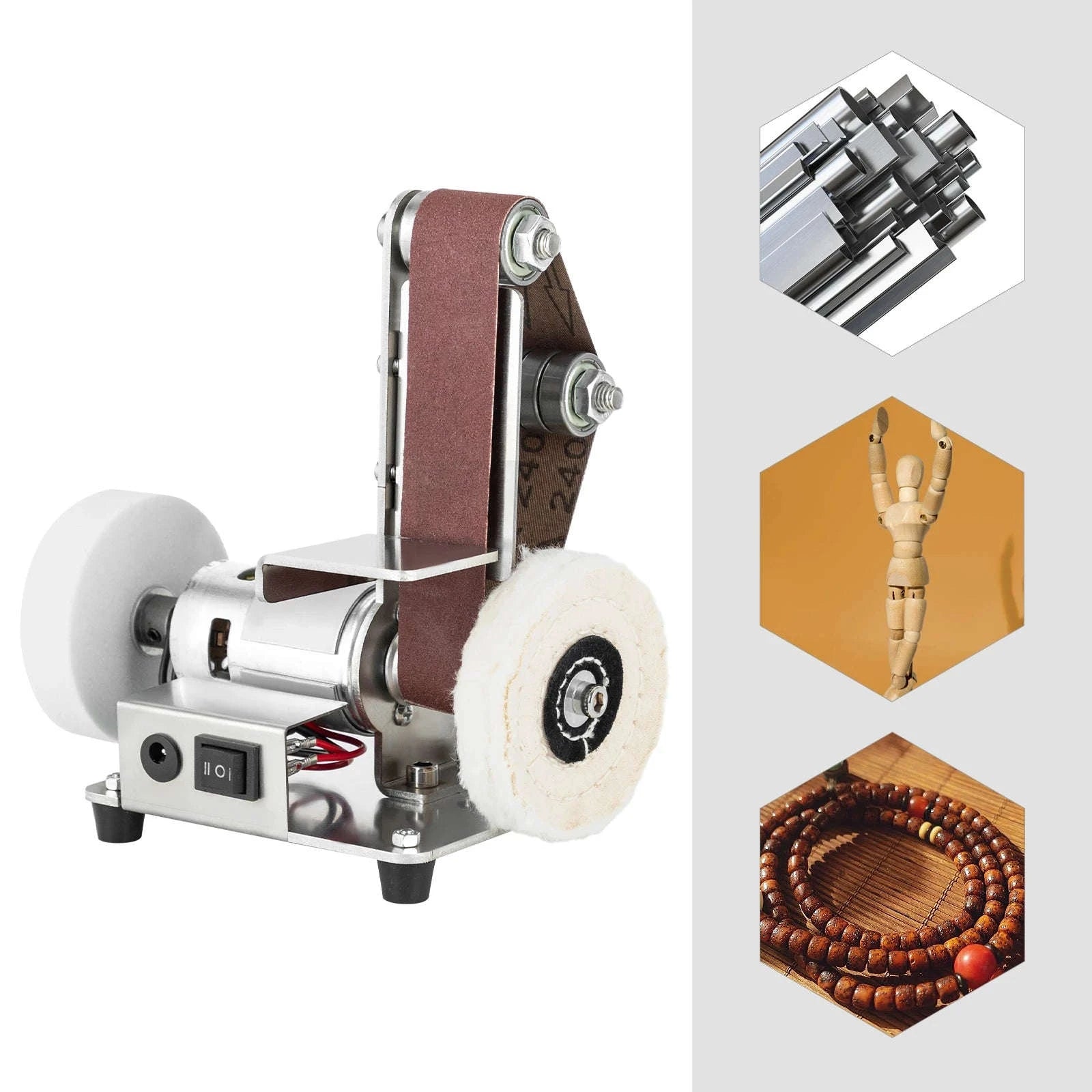 Mini Belt Sander with Adjustable Speed and Stainless Steel Body-Silver / GERMANY