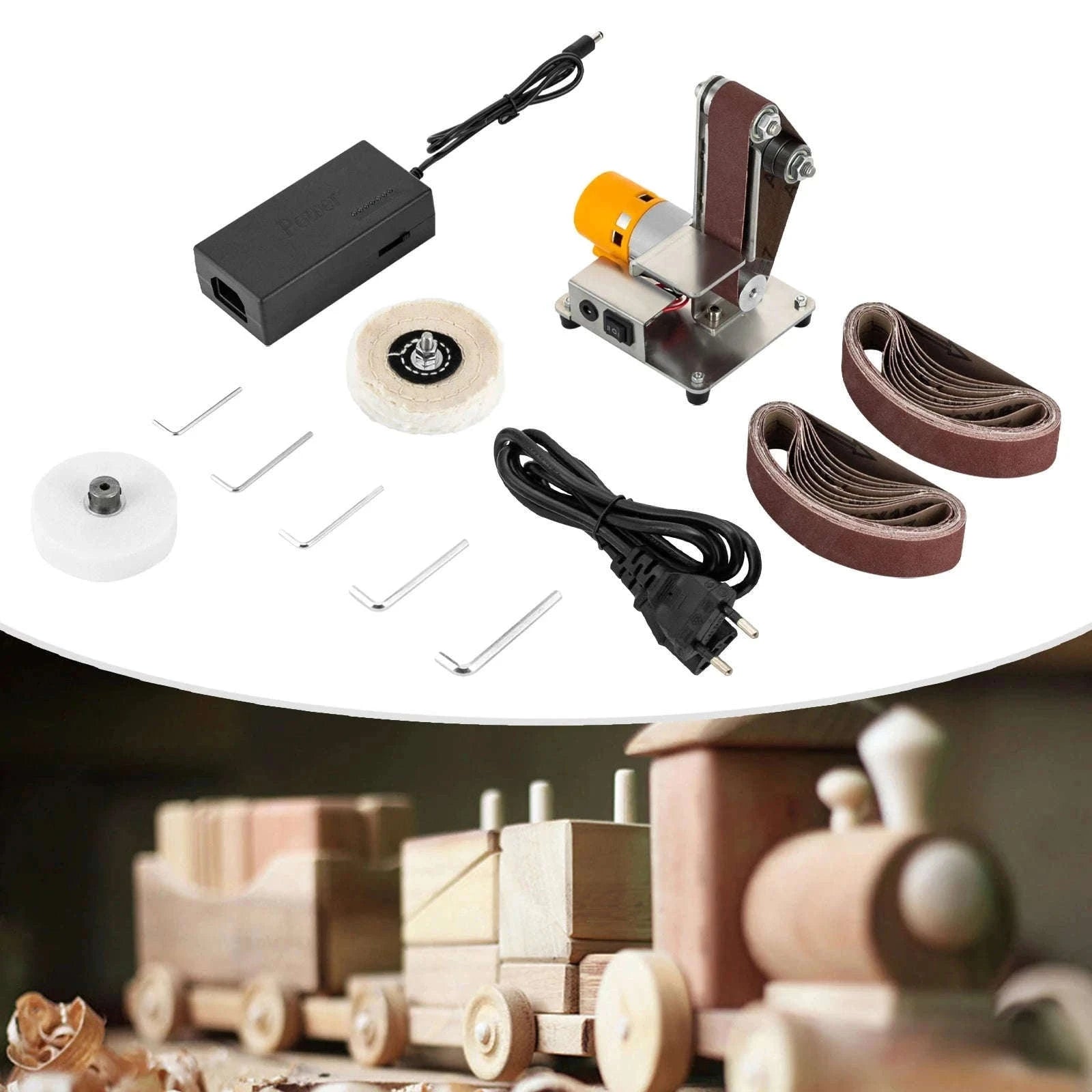 Mini Belt Sander with Adjustable Speed for Precise Craft Work-Silver / United States
