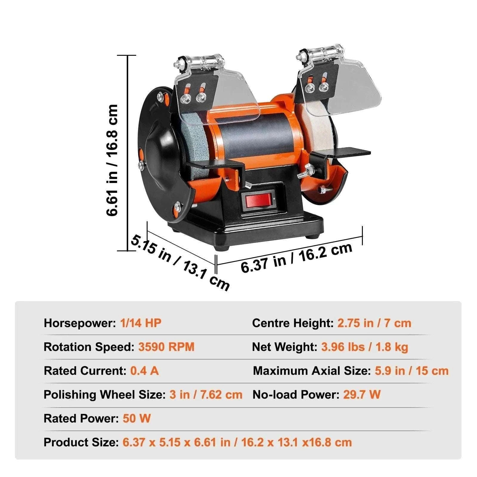 Mini Bench Polisher with Adjustable Speed for Jewelry & Gemstones-1.8kg 3590RPM / United States