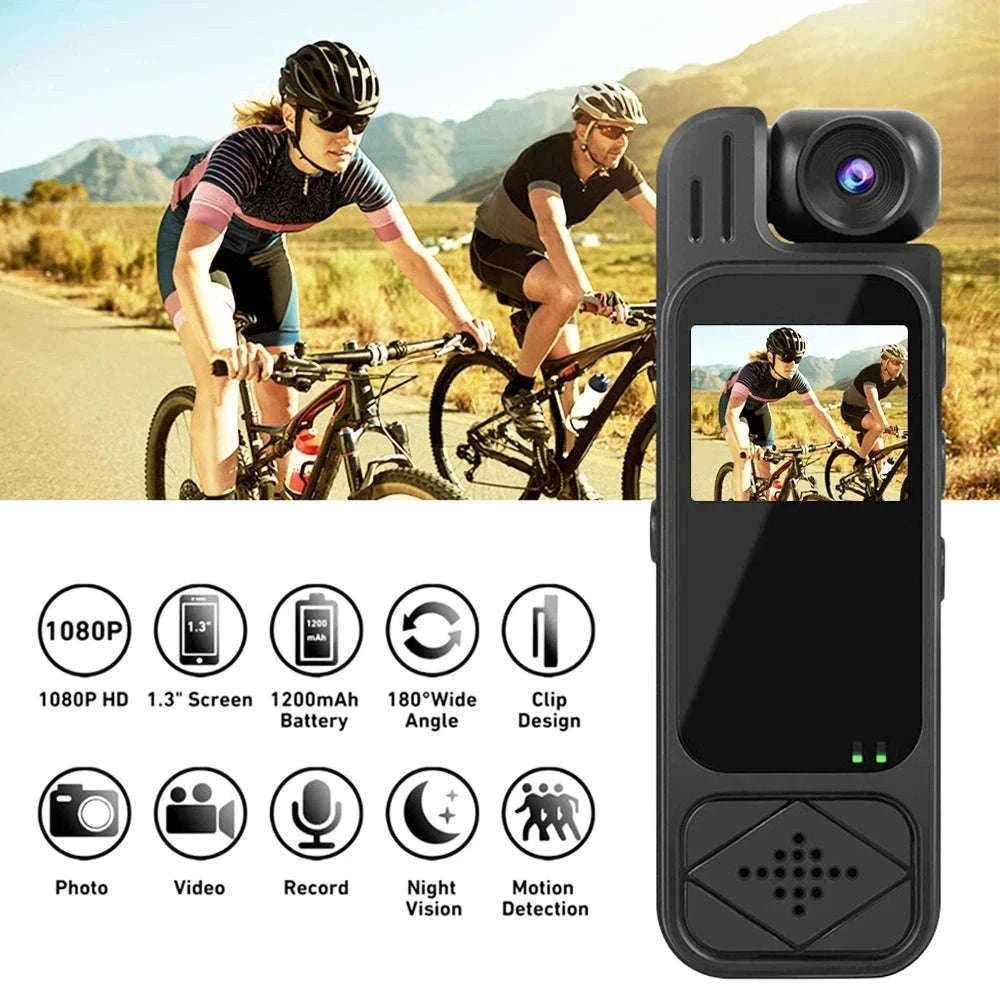 Mini Body Camera 1080P HD with Night Vision & 180° Lens-black / Without TF Card