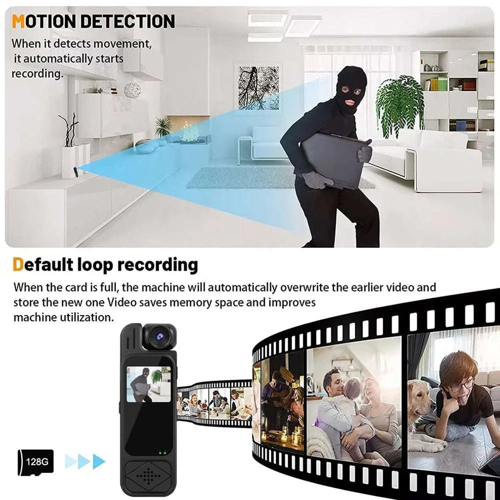 Mini Body Camera 1080P HD with Night Vision & 180° Lens-black / Without TF Card