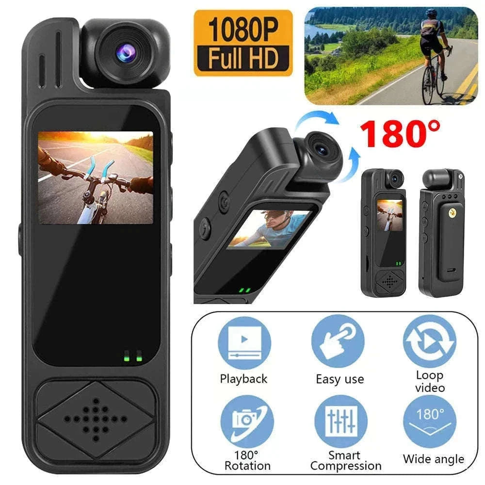 Mini Body Camera 1080P HD with Night Vision & 180° Lens-black / Without TF Card