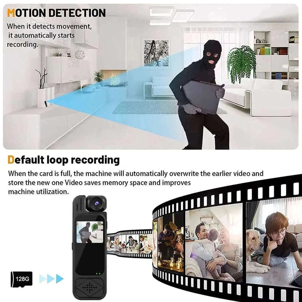 Mini Body Camera 1080P HD with Night Vision & 180° Lens-black / Without TF Card