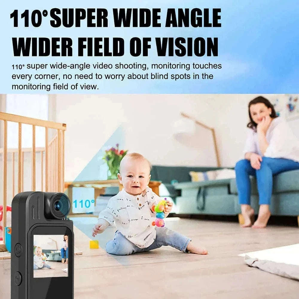 Mini Body Camera 1080P HD with Night Vision & 180° Lens-black / Without TF Card