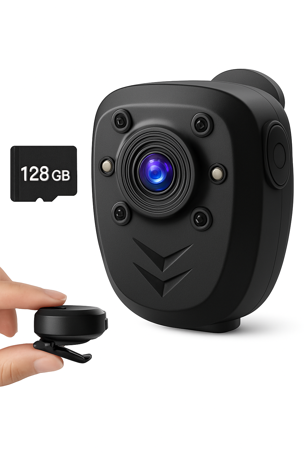 Mini Câmera Corporal Gravador de Vídeo com cartão de memória de 32GB integrado com Visão Noturna IR & Gravação em Loop HD 1080P, Bateria de 4-6 h Vestível