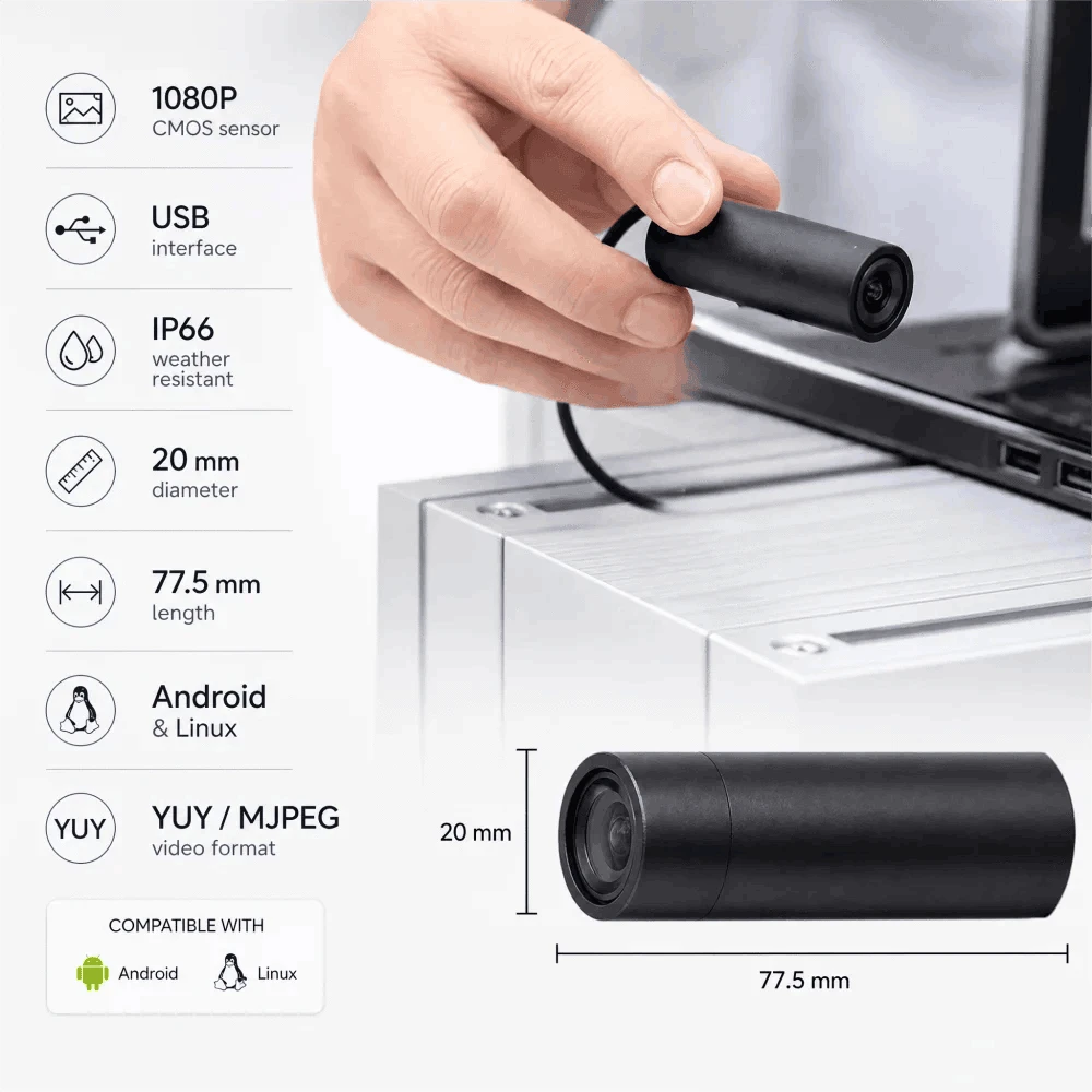 Mini Bullet Camera 1080P 30fps USB Type-C Drive-Free-usb 2.0 / 3.6mm