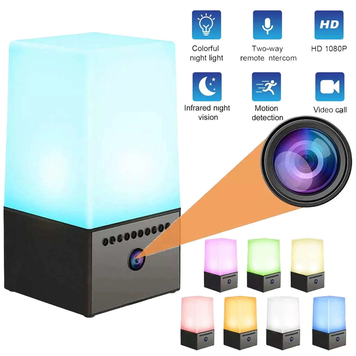 Mini Camera Light WiFi Security LED Desk Lamp with Night Vision-Black / only camera