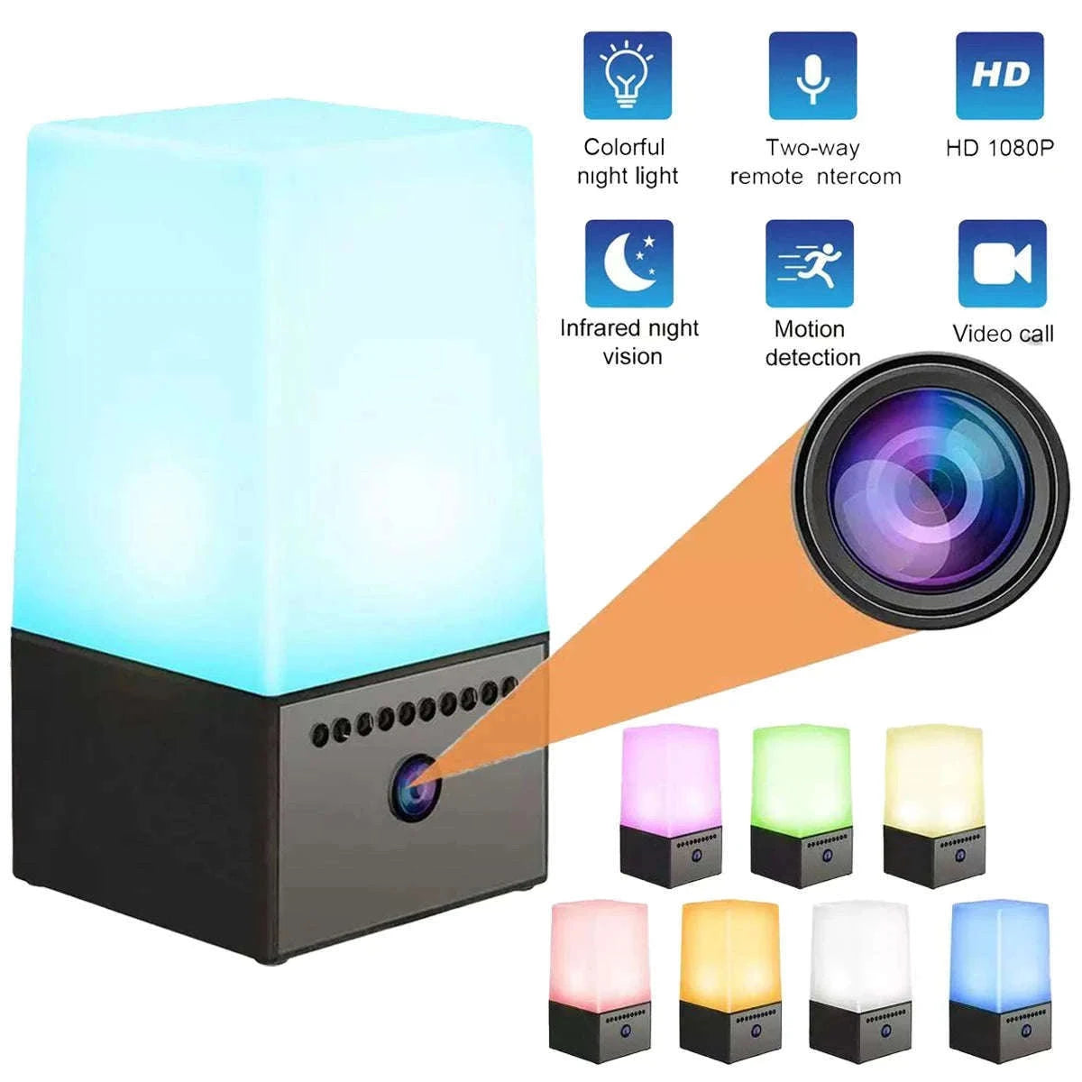Mini Camera Light WiFi Security LED Desk Lamp with Night Vision-Black / only camera