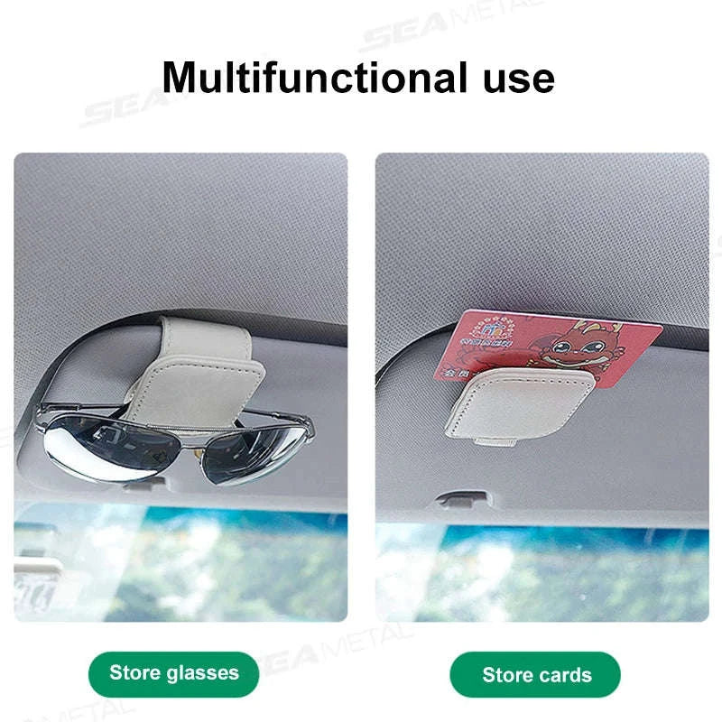 Mini Car Glasses Holder Magnetic Sun Visor Clip-WHITE