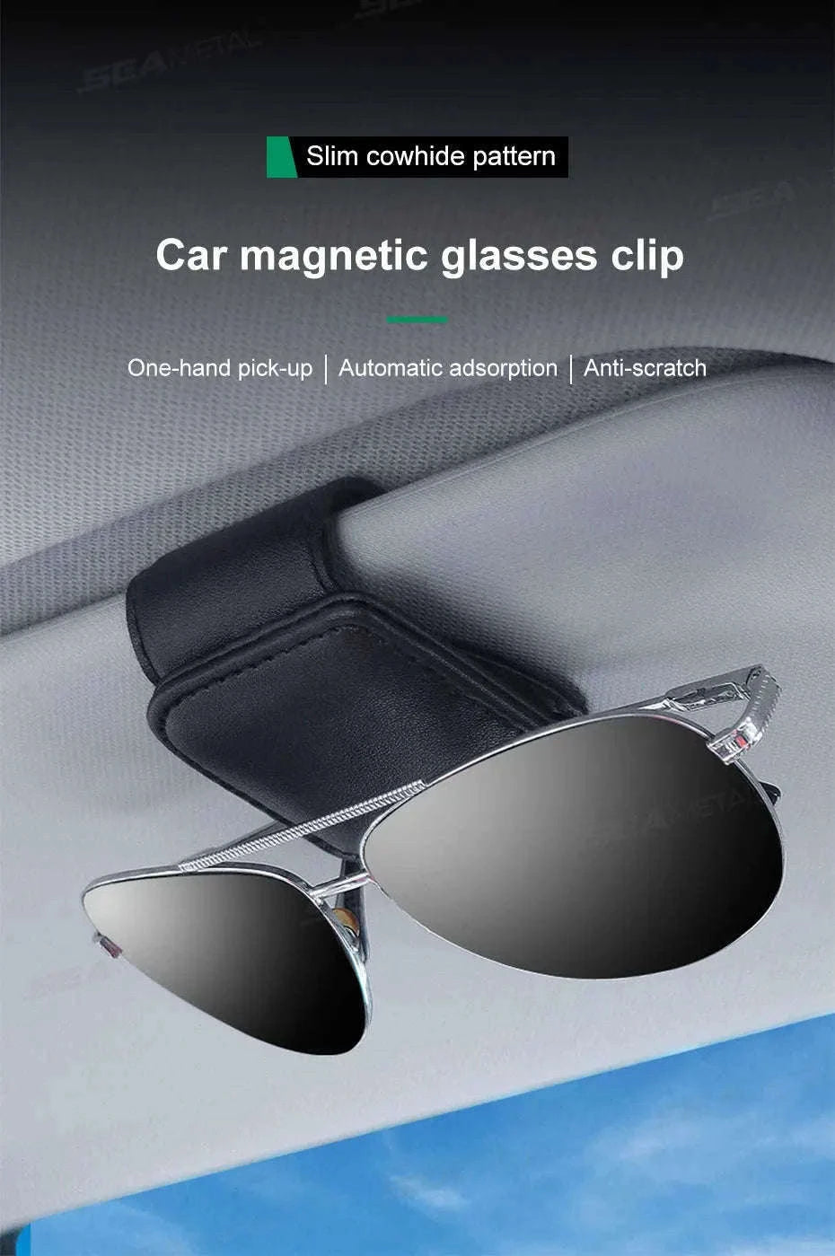 Mini Car Glasses Holder Magnetic Sun Visor Clip-WHITE