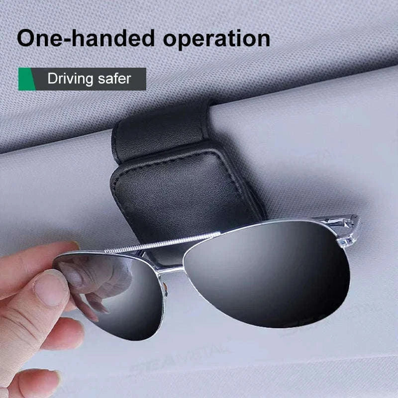 Mini Car Glasses Holder Magnetic Sun Visor Clip-WHITE