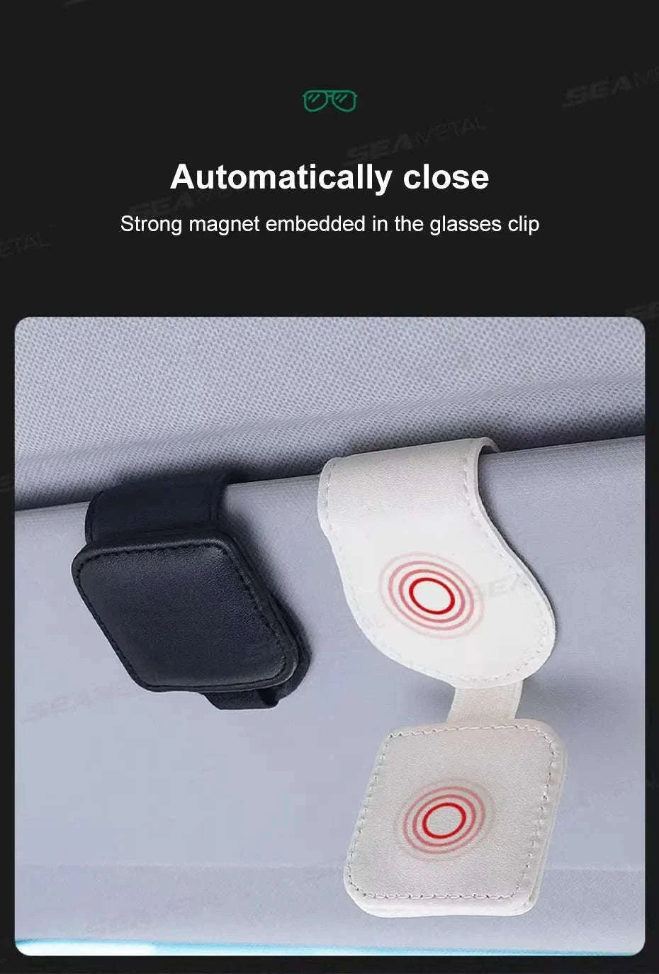 Mini Car Glasses Holder Magnetic Sun Visor Clip-WHITE