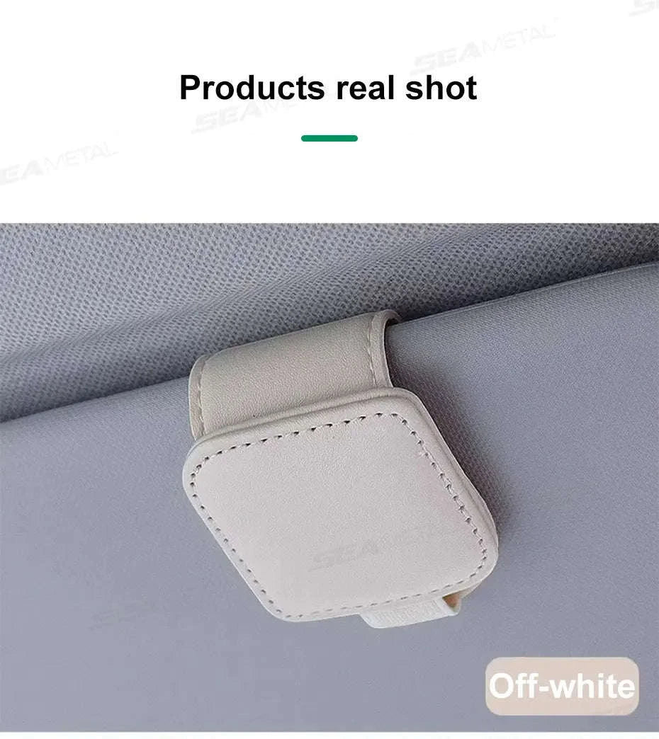 Mini Car Glasses Holder Magnetic Sun Visor Clip-WHITE