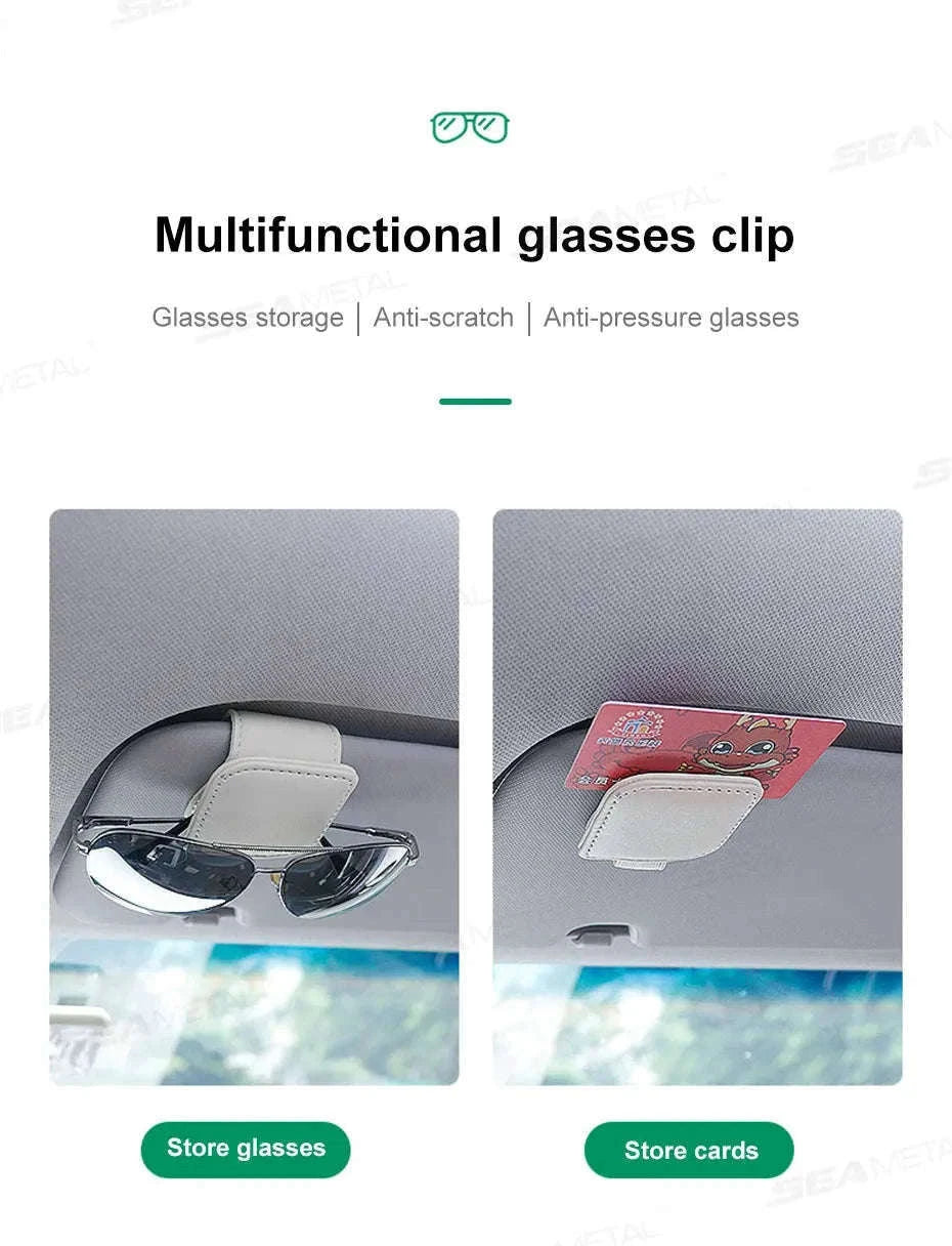 Mini Car Glasses Holder Magnetic Sun Visor Clip-WHITE