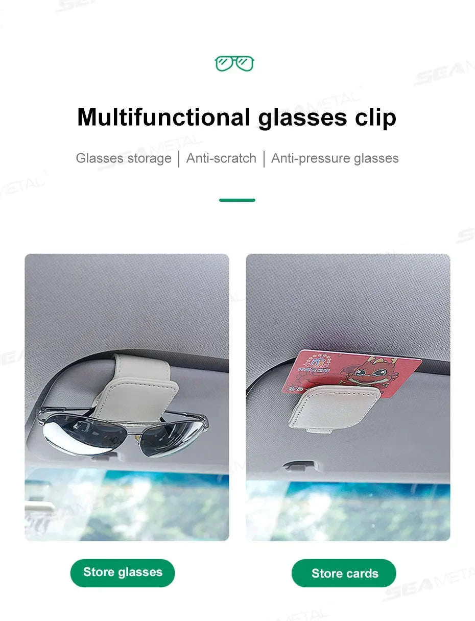 Mini Car Glasses Holder Magnetic Sun Visor Clip-WHITE