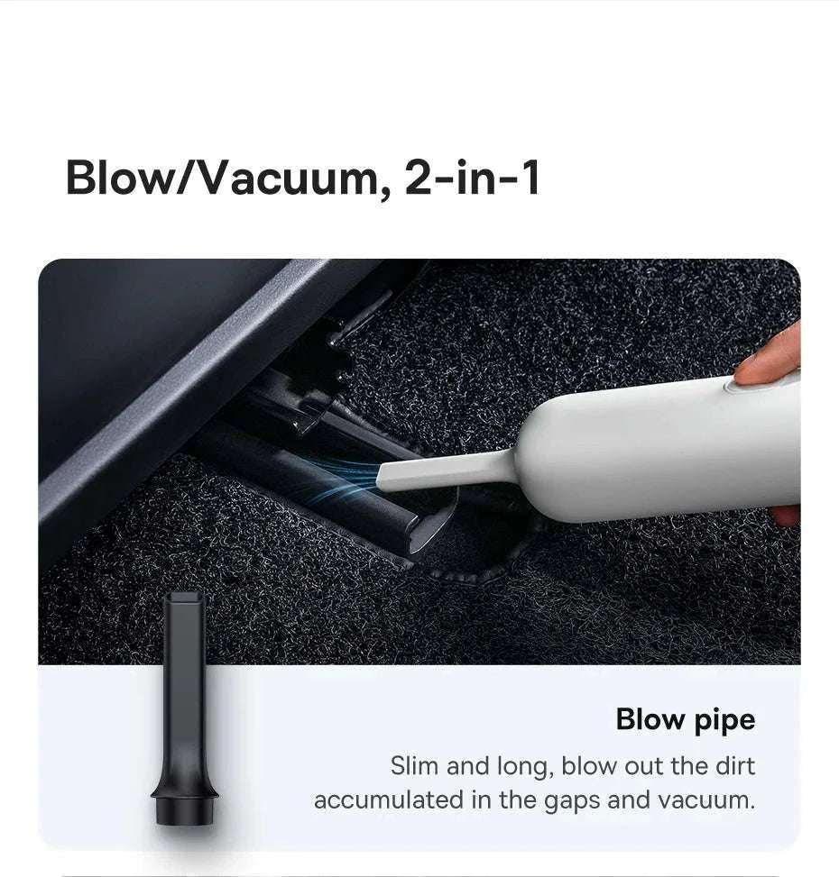 Mini Car Vacuum Cleaner 6000Pa Handheld 2-in-1 Vacuum & Blower-Black