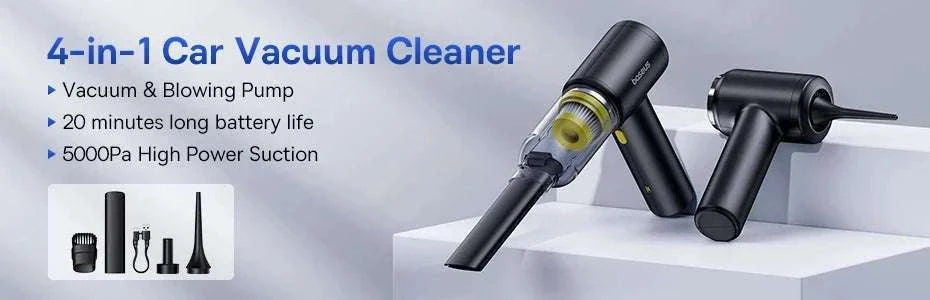 Mini Car Vacuum Cleaner 6000Pa Handheld 2-in-1 Vacuum & Blower-Black