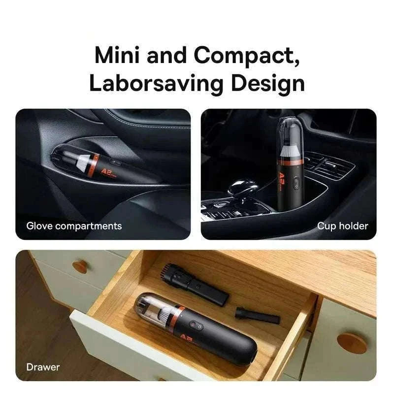 Mini Car Vacuum Cleaner 6000Pa Handheld 2-in-1 Vacuum & Blower-Black