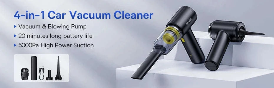 Mini Car Vacuum Cleaner 6000Pa Handheld 2-in-1 Vacuum & Blower-Black