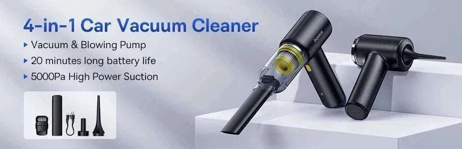 Mini Car Vacuum Cleaner 6000Pa Handheld 2-in-1 Vacuum & Blower-Black