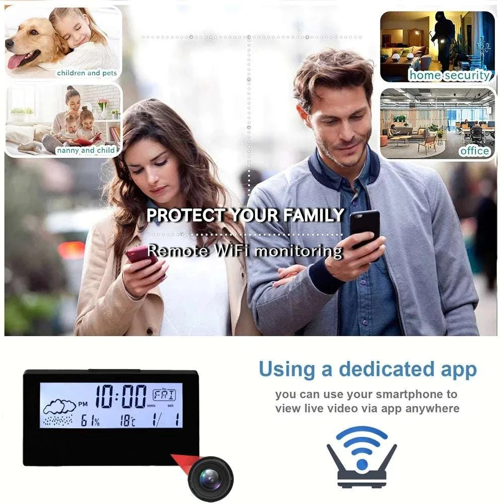 Mini Clock Camera with WiFi Remote View & Motion Detection-Clock camera / Add 128GB SD card / China Mainland
