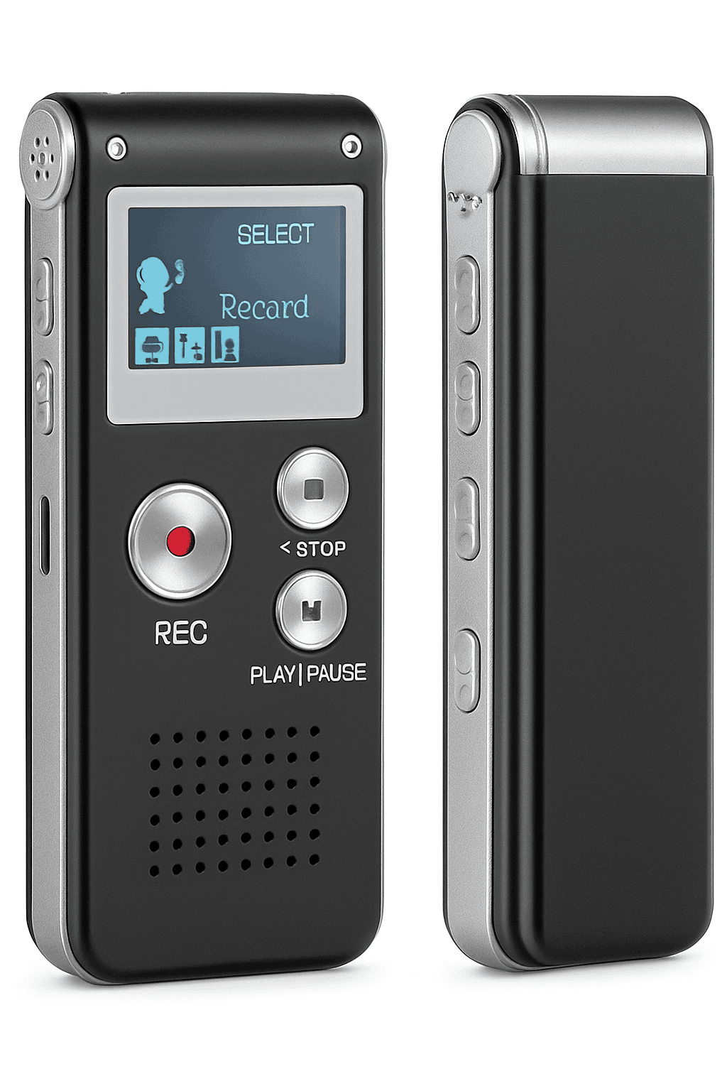 Mini Digital Voice Recorder with Clear Audio and File Control-black / 8 GB