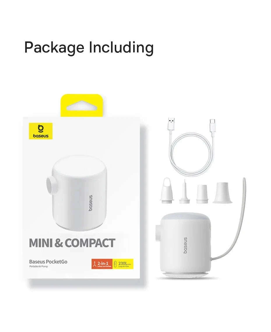 Mini Electric Air Pump Portable Inflator for Mattresses & Pool Gear-White