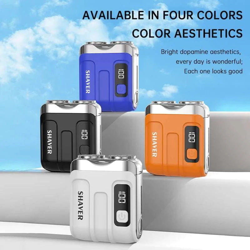 Mini Electric Shaver with Dual Blades & Digital Display-blue and blade / China Mainland