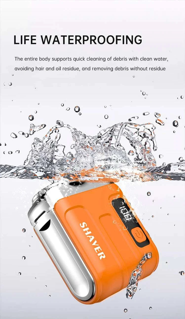 Mini Electric Shaver with Dual Blades & Digital Display-blue and blade / China Mainland