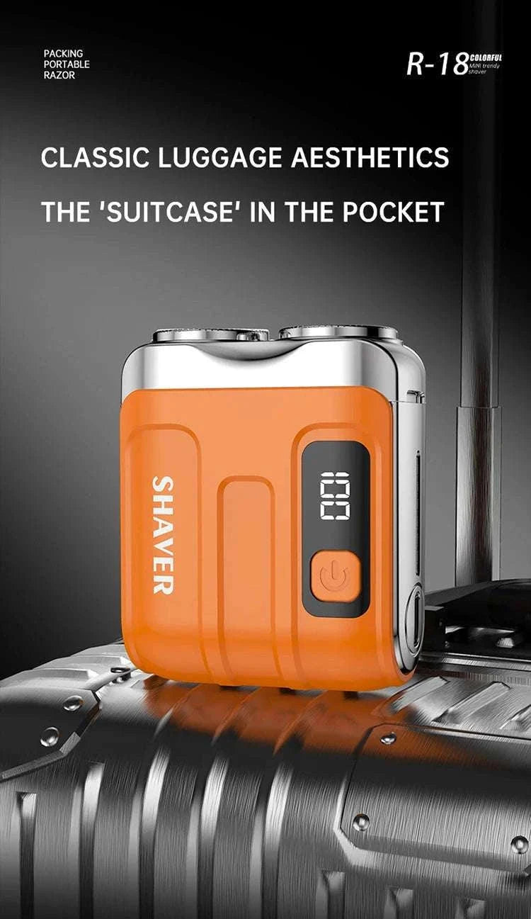 Mini Electric Shaver with Dual Blades & Digital Display-blue and blade / China Mainland