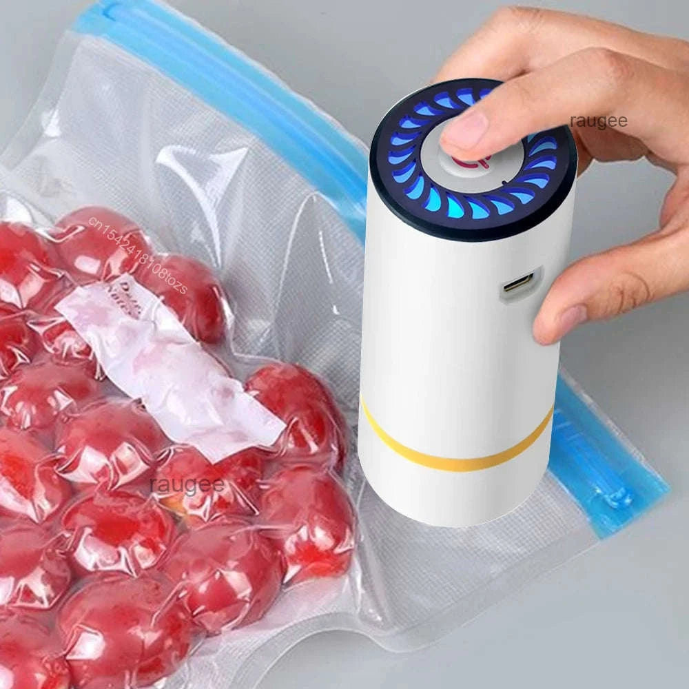 Mini Electric Vacuum Pump for Food Storage Bags – Rechargeable-White