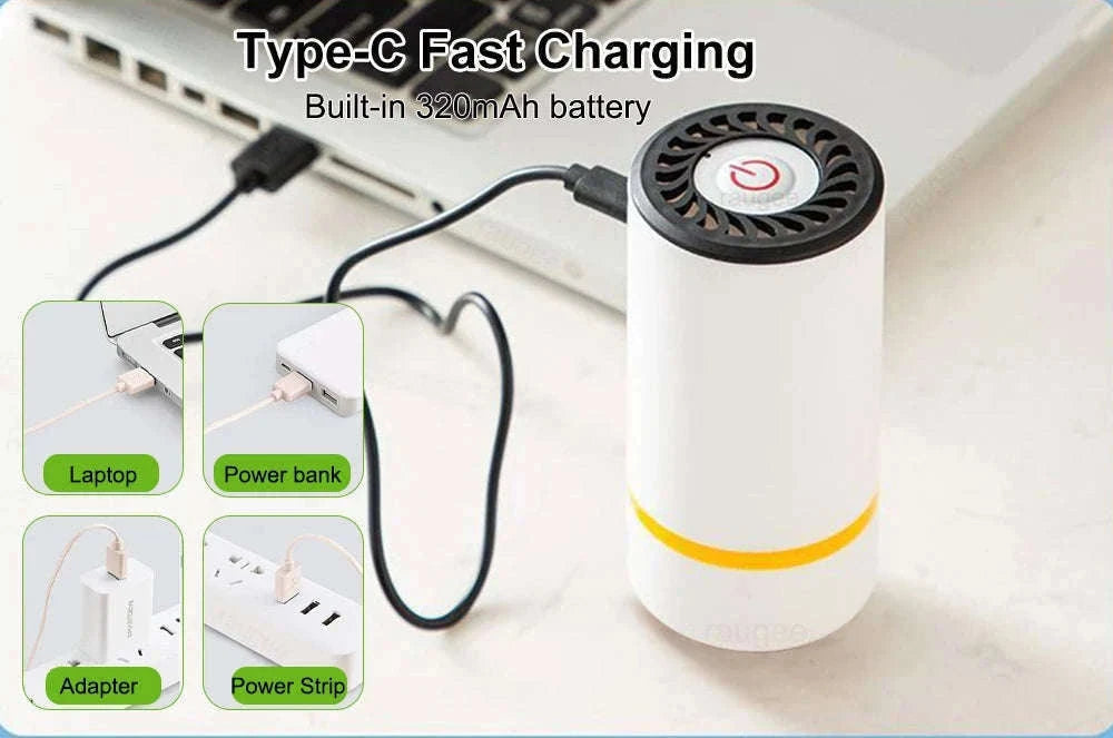 Mini Electric Vacuum Pump for Food Storage Bags – Rechargeable-White