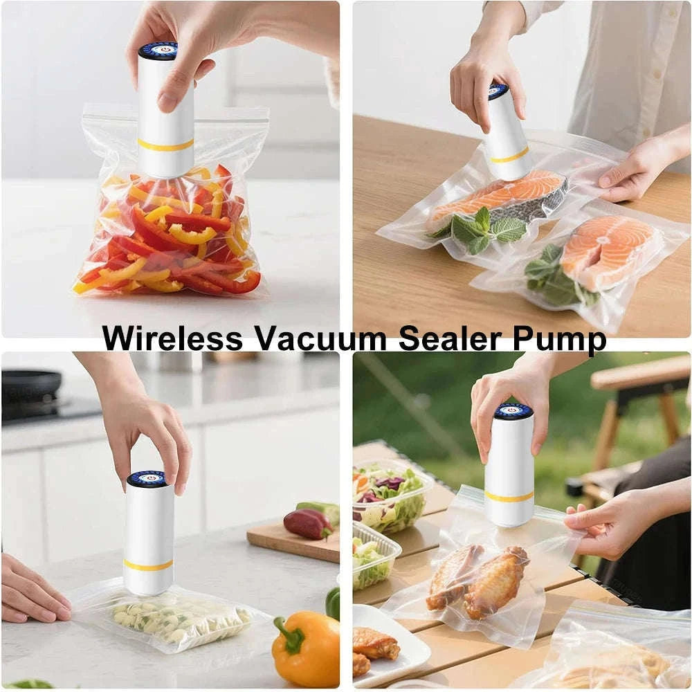 Mini Electric Vacuum Pump for Food Storage Bags – Rechargeable-White
