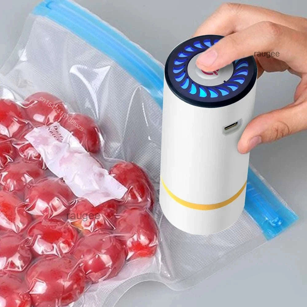 Mini Electric Vacuum Pump for Food Storage Bags – Rechargeable-White