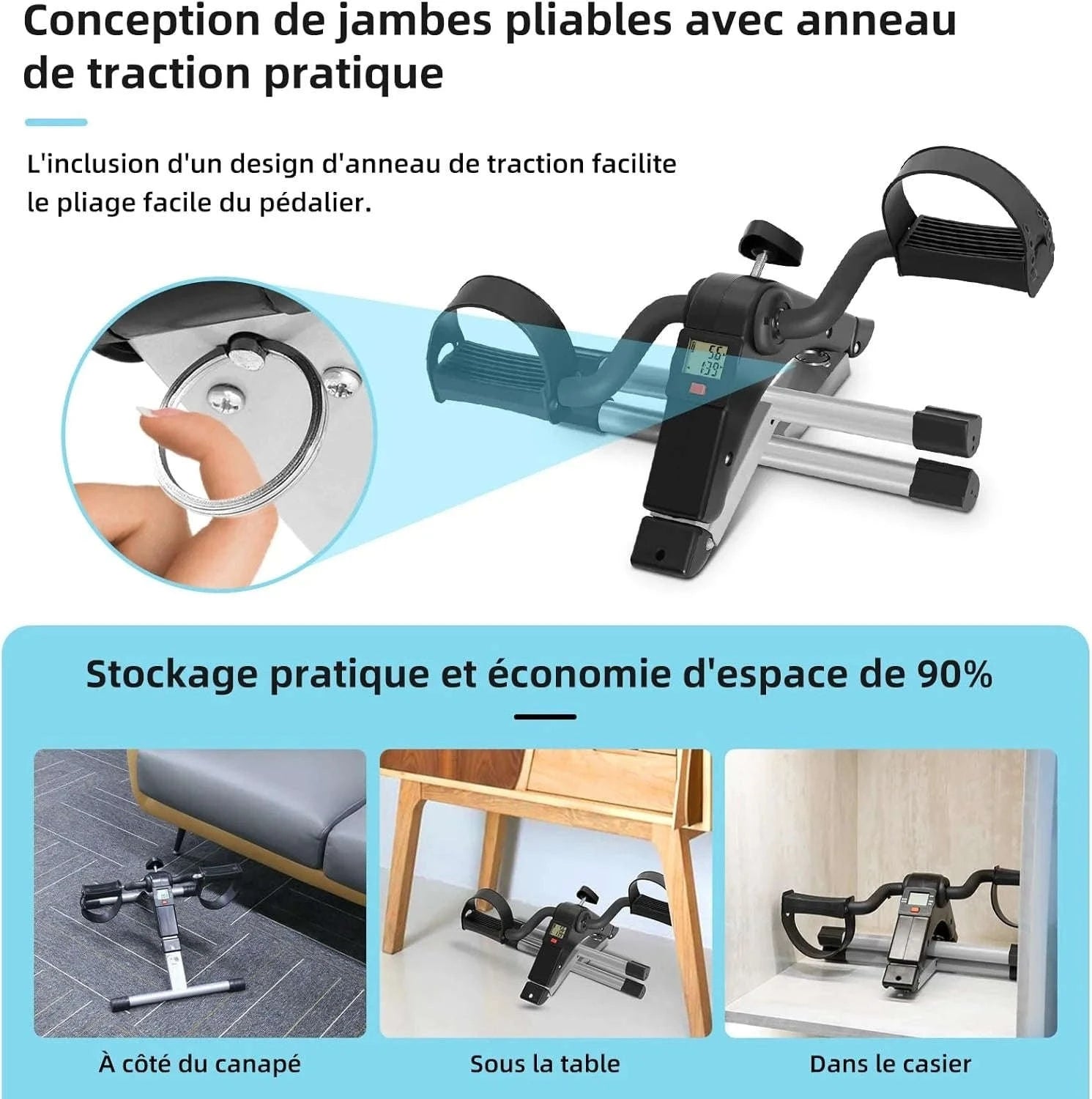 Mini Exercise Bike with LCD Screen for Arm & Leg Training-Black and silver / GERMANY