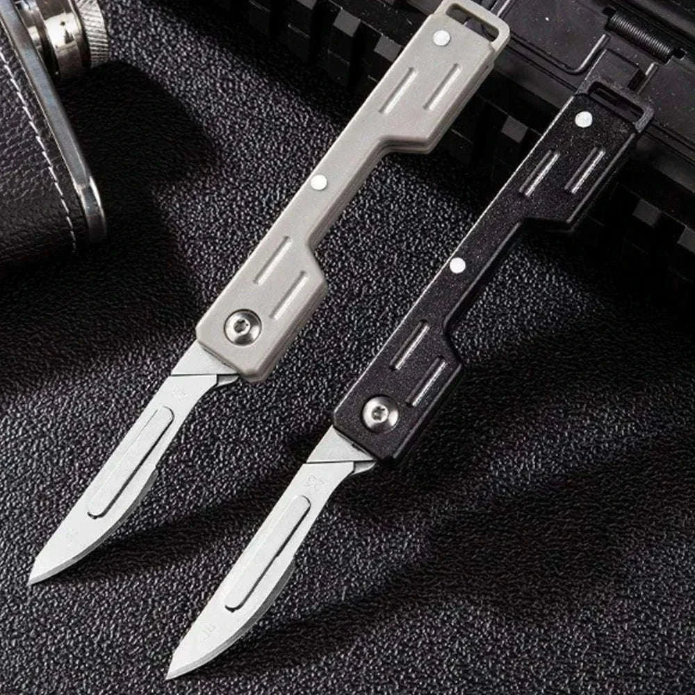 Mini Folding Scalpel EDC Knife with Replaceable Blades-Dark Grey