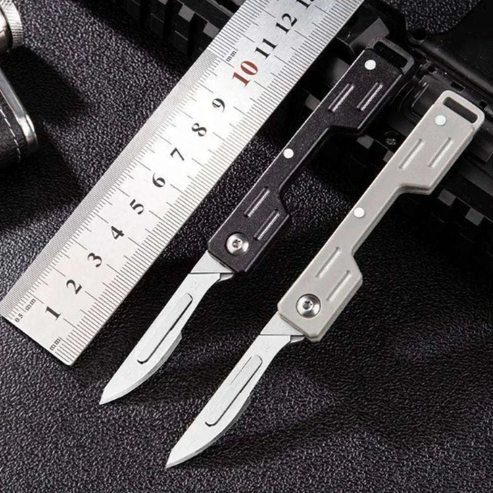 Mini Folding Scalpel EDC Knife with Replaceable Blades-Dark Grey