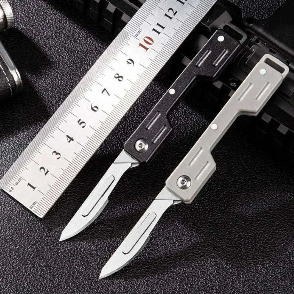 Mini Folding Scalpel EDC Knife with Replaceable Blades-Dark Grey