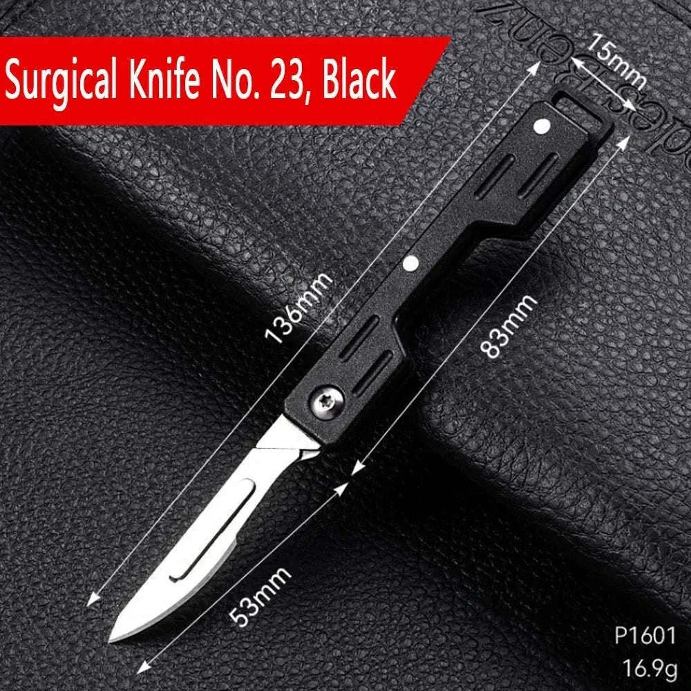 Mini Folding Scalpel EDC Knife with Replaceable Blades-Dark Grey