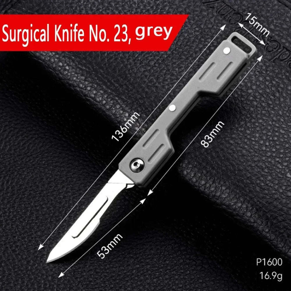 Mini Folding Scalpel Medical EDC Knife with Replaceable Blades-Dark Grey