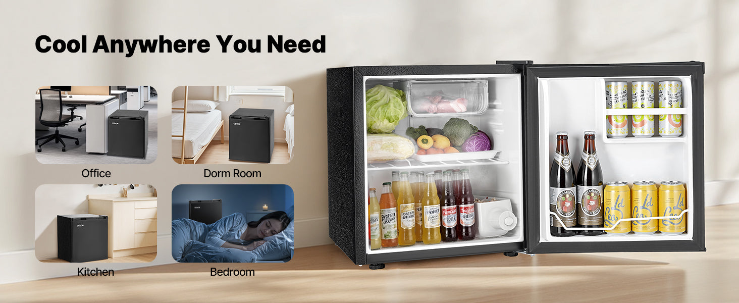 Compact Mini Fridge 1.6–3.2 Cu.Ft Quiet Refrigerator with Adjustable Shelves